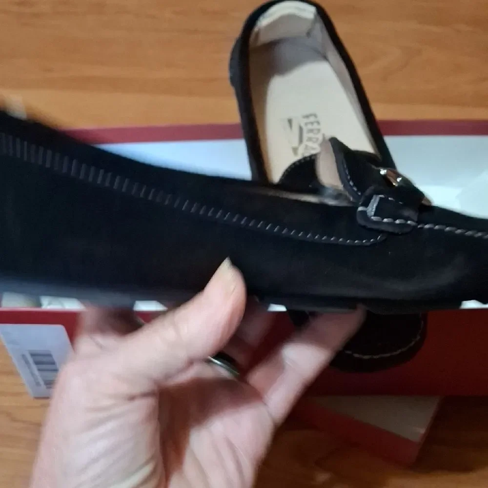 Salvatore Ferragamo Suede Loafers with Gold Buckle